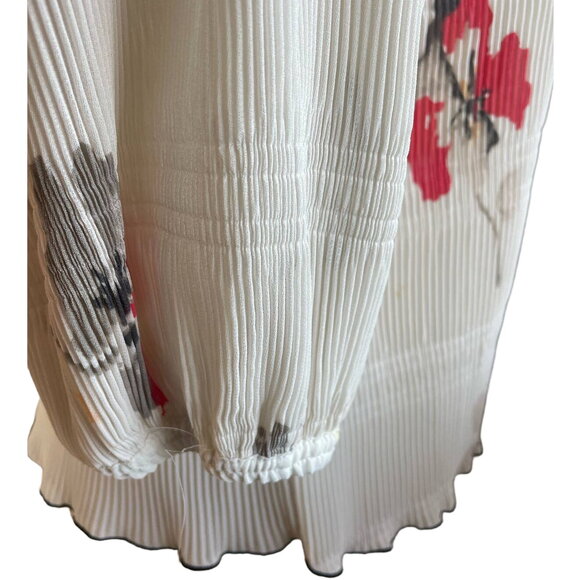 Ganni Pleated Ruffled Cream Floral Lowell Blouse Shirt Size 36 US 4 - Picture 6 of 11